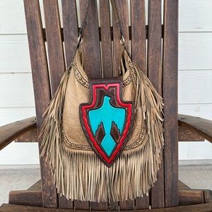 Double J Saddlery tan arrowhead hobo bag